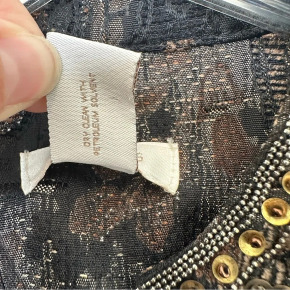 Chico's Nehru Paisley Blazer with bead and sequin detail Size 1 (M/8) - Picture 7 of 9